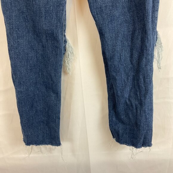 L'Agence Jeans 28 Blue Distressed Destroyed Raw Hem Straight Leg - Picture 9 of 10